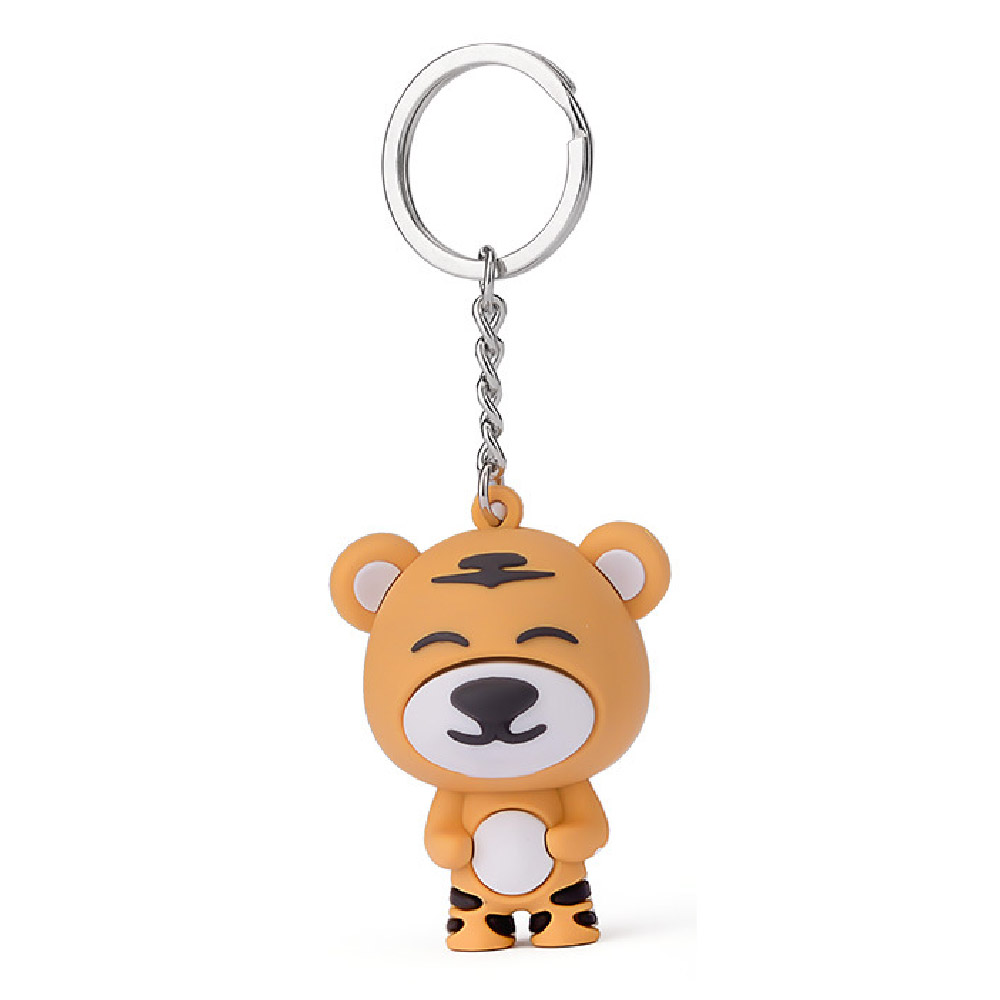 3D PVC yellow tiger keychain