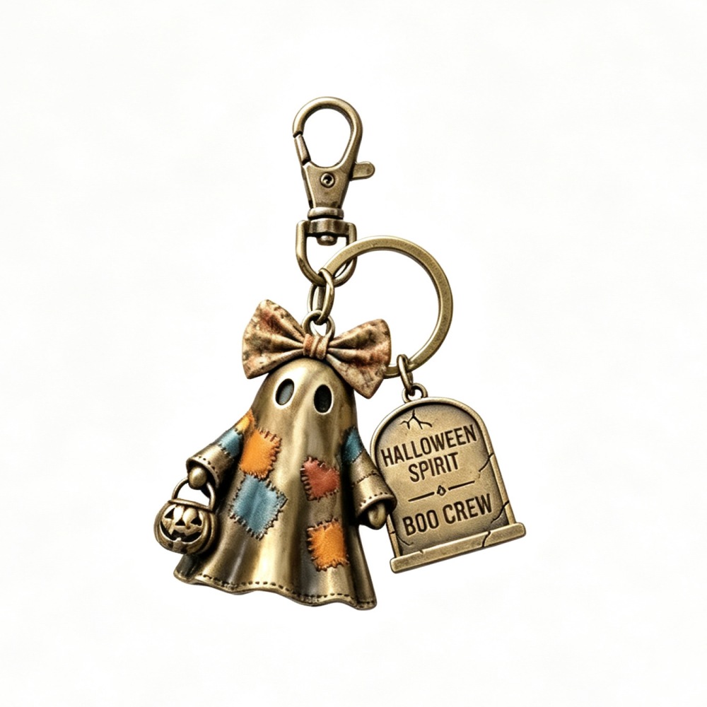 halloween spirit boo crew ghost keychain