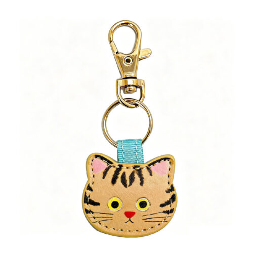 yellow cute leather cat keychain