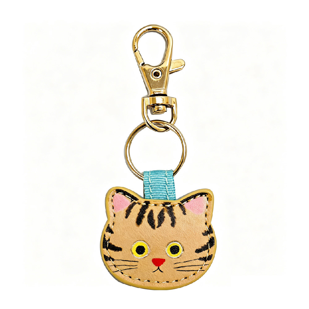yellow cute leather cat keychain
